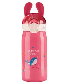 Cute Pink Rabbit Water Bottle 480ml Lock Top for Drinking Bottle