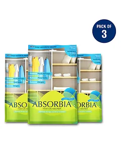 Absorbia Moisture Absorber| Absorbia Sachet(100g X 3 Sachet) - Family Pack  of 3 |Absorbs 200ml Each | Dehumidier for Bags, Suitcases & Drawers 