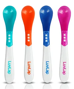 LuvLap Baby - Led Weaning Silicone Spoons, Set of 2, First Stage