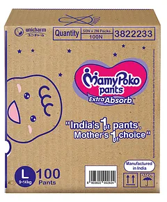 Buy MamyPoko Extra Absorb Pants L 38 count 9  14 kg Online at Best  Prices in India  JioMart