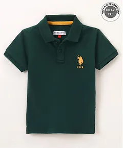 U.S. Polo Assn. Red Green Striped Polo Pure Cotton T-shirt