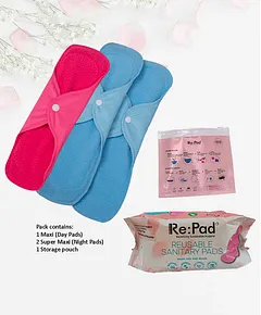 Re:pad Reusable Pads,2 Maxi and 2 Super Maxi Pads Sanitary Pad, Buy Women  Hygiene products online in India