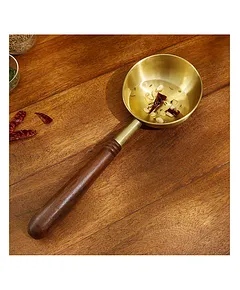 Buy Arra brass tea pan with wooden handle Online - Ellementry