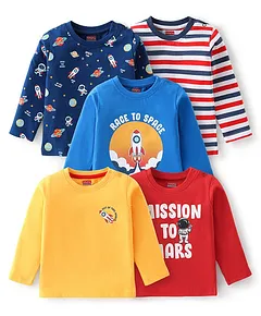 Buy Jus Cubs Boys Cotton Olders Striped T-Shirt - Navy Blue (Pack