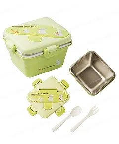 Yin & Yummy Triple Compartment Lunch Box With Spoon & Fork