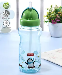 250ml Weighted Straw Sippy Cup Animal Pattern Leak Proof Infant Handle Flip  Cup For Children Blue