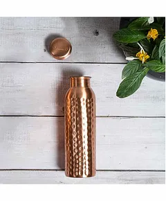 BENEFIKART Copper Water Bottle with Sipper and straw, 500ml Capacity, Plain Copper