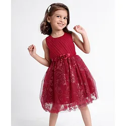 Babyhug Sleeveless Party Wear Frock Embroidered Red Online in India Buy at Best Price from Babyhug.in