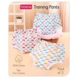 Babyhug 100% Cotton Padded Underwear Diapers Pack of 3 Size 2 Transport  Print - Multicolour Online in India, Buy at Best Price from