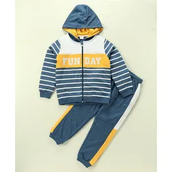 Buy Babyhug 100% Cotton Full Sleeves Hooded TShirt & Lounge Pants