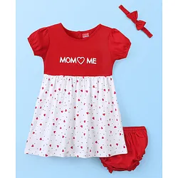 Babyhug Cotton Short Sleeves Checks Frock with Bow & Leggings - Red Online  in India, Buy at Best Price from