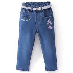 Buy Blue Floral Embroidered Jeans for Women Online in India