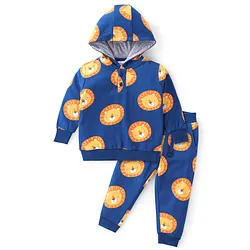 Babyhug 100% Cotton Full Sleeves Hooded T-Shirt & Lounge Pants With Lion  Print - Navy Blue Online in India, Buy at Best Price from