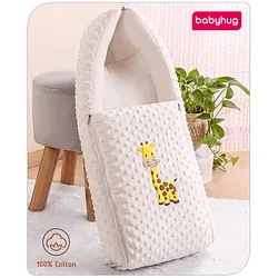 Babyhug 3 in 1 Bubble Embroidered Carry Nest Cum Sleeping Bag Giraffe Applique White Online in India Buy at Best Price from Babyhug.in