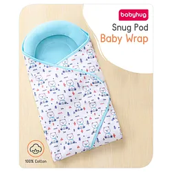 Babyhug Premium Cotton Snug Pod Baby Wrap Teddy Print White Blue Online in India Buy at Best Price from Babyhug.in