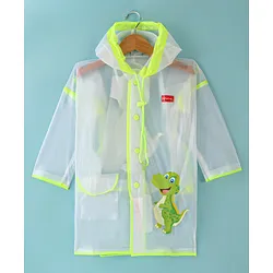 Babyhug Full Sleeves Below Knee Length Dino Box Kids Hooded Raincoat White Green Online in India Buy at Best Price from Babyhug.in