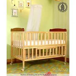 Babyhug Hamilton Wooden Cot With Mosquito Net Storage Space Natural Finish Online in India Buy at Best Price from Babyhug.in