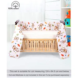 Babyhug 100% Cotton Crib Bumper Monkey Print Regular - Multicolor