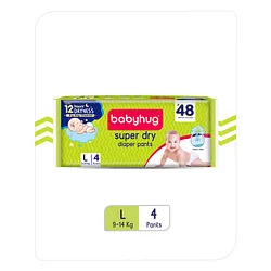 Babyhug Super Dry Diaper Pants Large Size 9-14Kg 30 Diaper Pants Pack With  Free Extra Care Fresh Fragrance Baby wipes Pack of 80 Wipes.