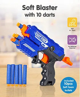 Toyshine Foam Blaster Gun Toy, Safe and Long Range, 10 Bullets
