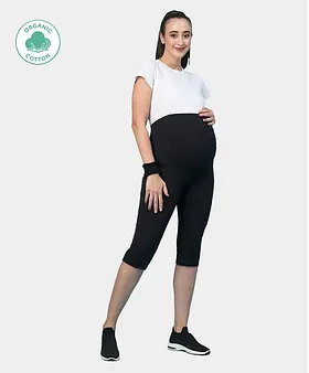 BUTTERGENE Women’s Maternity Leggings Over Belly Pregnancy Pack Of 2 Black  Med.