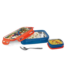 Milton Double Decker Lunch Box Set With 3 Leak Proof Plastic Container (  Blue)