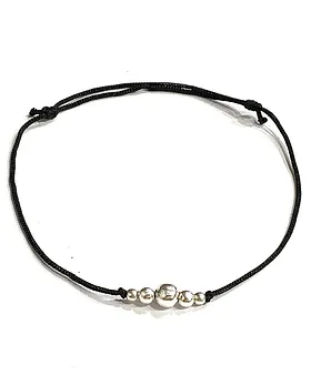 Darshraj 925 Sterling Silver Double Elephant Beads In Black Thread Bracelet Silver Anklet