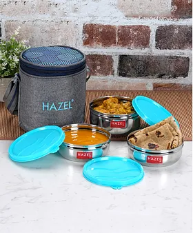 Hazel Steel Tiffin Box For Office  Stainless Steel Lunch Box, 500