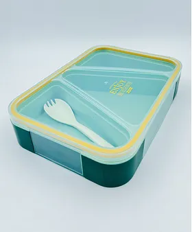 1 Set 1440ml Microwave Safe Plastic Lunch Box With Bag, Cutlery