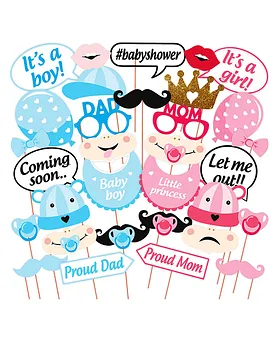 ZYOZI 15 Pieces Baby Shower Boy Photo Booth Props in Marathi- Baby