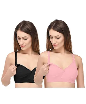 Buy MOMISY Women's Non Padded Maternity Nursing Bra Wire Free Cotton Front  Button Closure Breastfeeding Pregnancy(40, Pink Star) Online In India At  Discounted Prices