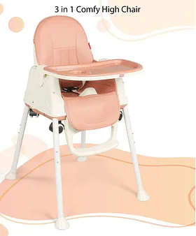 NHR Foldable High Chair, Feeding Chair with Food Tray, Foot Rest