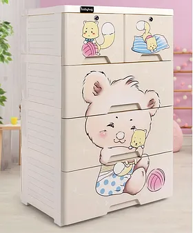 Polka Tots Portable 5 Layers Wardrobe/Drawers/Cabinet for Kids