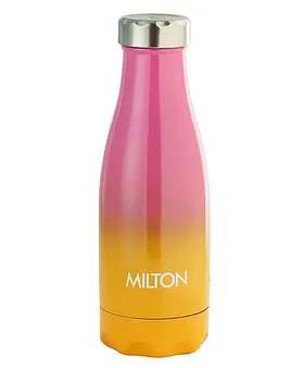 Milton Thermosteel Flip Lid Flask 350, Double Walled Vacuum Insulated Thermos 350 ml | 12 oz | 24 Hours Hot and Cold Water Bottle with Cover, 18/8