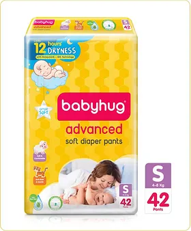 Baby Diaper Pants Small (S) Size, 4-8 kgs with ADL Technology - 42 Count -  12 Hours Protection