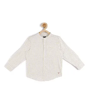 Allen Solly Junior Full Sleeves Cotton Printed Shirt - Off White