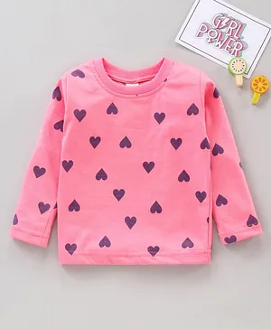 Olio Kids Full Sleeves Top Heart Print - Pink