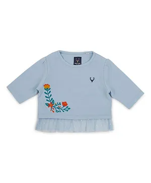 Allen Solly Junior Full Sleeves Top Floral Embroidery - Light Blue
