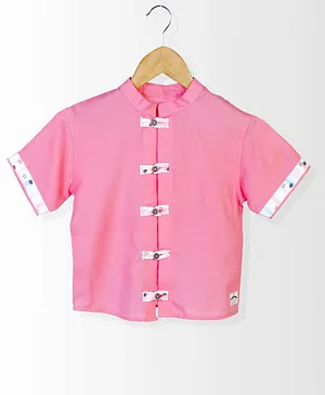 Skosh Half Sleeves Loops Embellished Shirt - Pink
