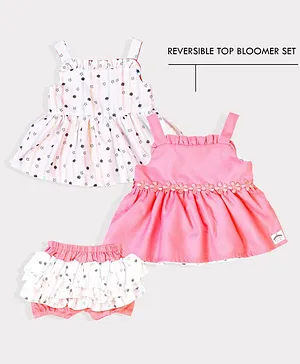 Skosh Sleeveless Star Print Reversible Top With Bloomers & Headband - Pink
