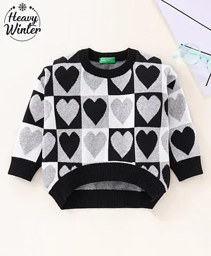 UCB Full Sleeves Sweater Hearts Design - Black