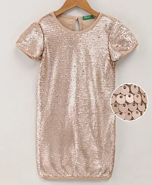 UCB Half Sleeves Party Dress - Golden