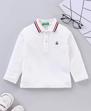 UCB Full Sleeves Polo Tee Solid Color - White