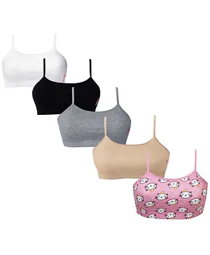 D'Chica Set Of 5 Solid Beginners Bra - Multi Color