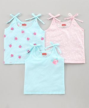 Babyhug 100% Cotton Singlet Jhablas Rose Print Pack of 3  - Multicolor