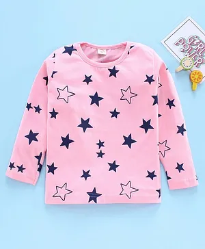 Olio Kids Full Sleeves Tee Stars Print - Pink