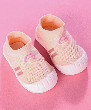 Hoppipola A Print Sock Shoes - Peach