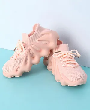 Hoppipola Lace Closure Sock Shoes - Peach