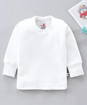 Mom's pet Full Sleeves Solid Colour Thermal Tee - White