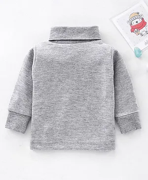 Mom's pet Full Sleeves Solid Colour Thermal Tee - Light Grey